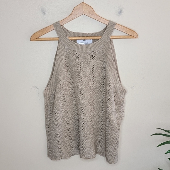NWT Everyday Chic Boutique | Taupe Knit Halter Neck Sweater Tank Size Large - Picture 1 of 4